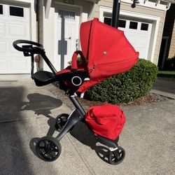 STOKKE STROLLER & NUNA CAR SEAT with base, Accessories  