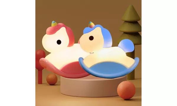 Kidstan Unicorn Rocking Horse Touch Night Light for Kids 1200mAH (Blue, Red) $2.99