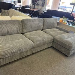 Gray Corduroy Sectional Couch