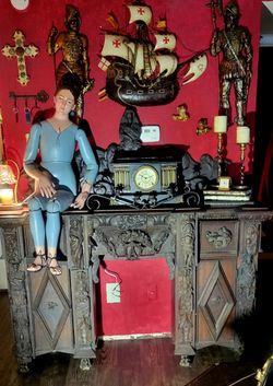 1800s Wood Hand Carved Mantel Original Barroco