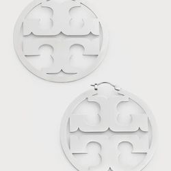 Silver Small Tory Burch Hoop Earrings 