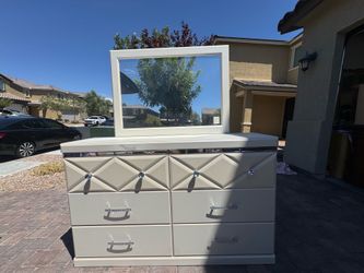 Dresser with mirror cream color