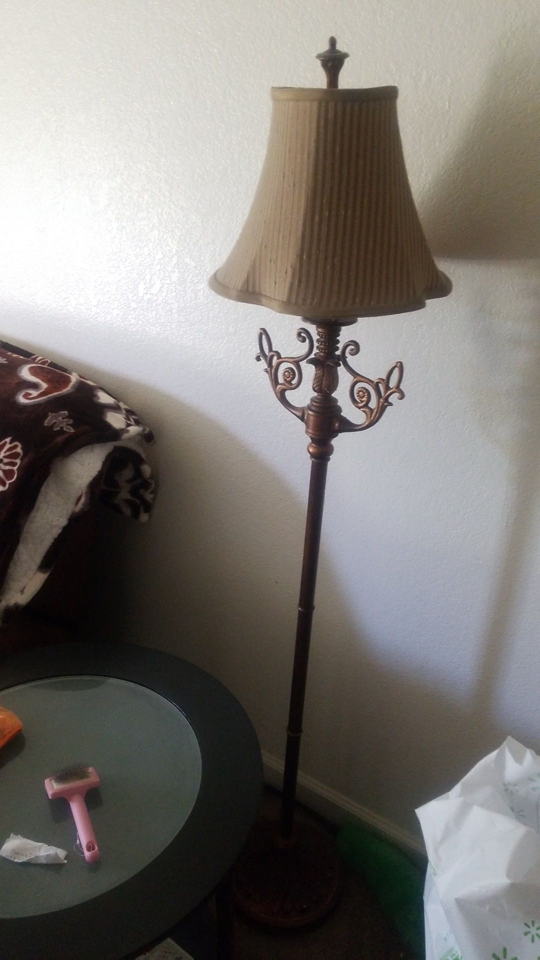 Matching floor lamps like new both gold
