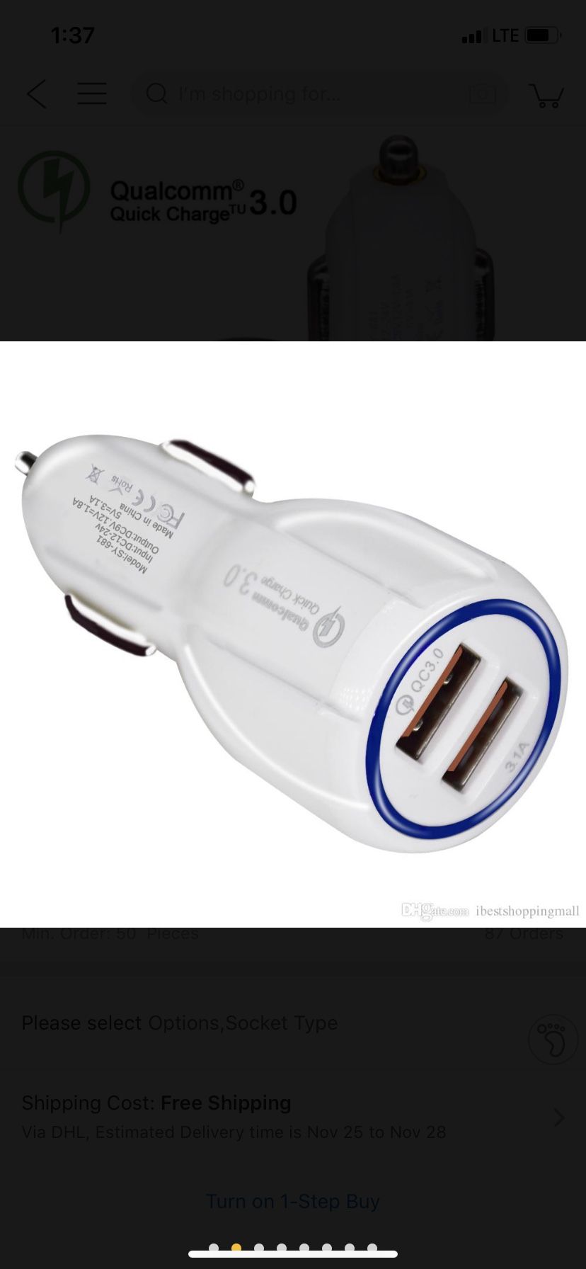 Car fast charger universal Qualcomm brand