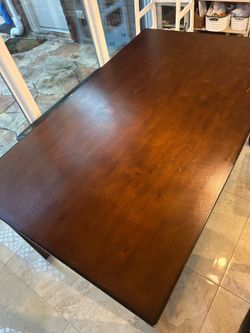 six people dining table with chair and bench