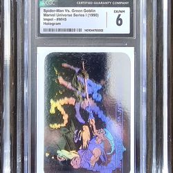1990 Marvel Universe Impel Series Spider-man Vs. Green Goblin Hologram #MH5 CGC GRADED