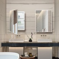 Bathroom Medicine Cabinet with Mirror, 16 x 22 inches, Surface and Flush Mount, No LED light Brand New D933