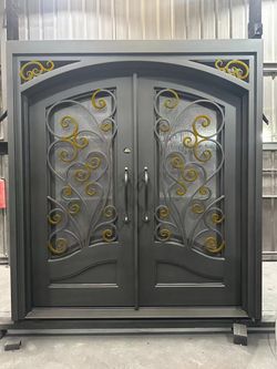 Wrought iron entry doors