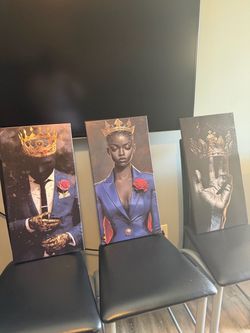 Set of 3 “Crowned” Canvas Wall Art Prints