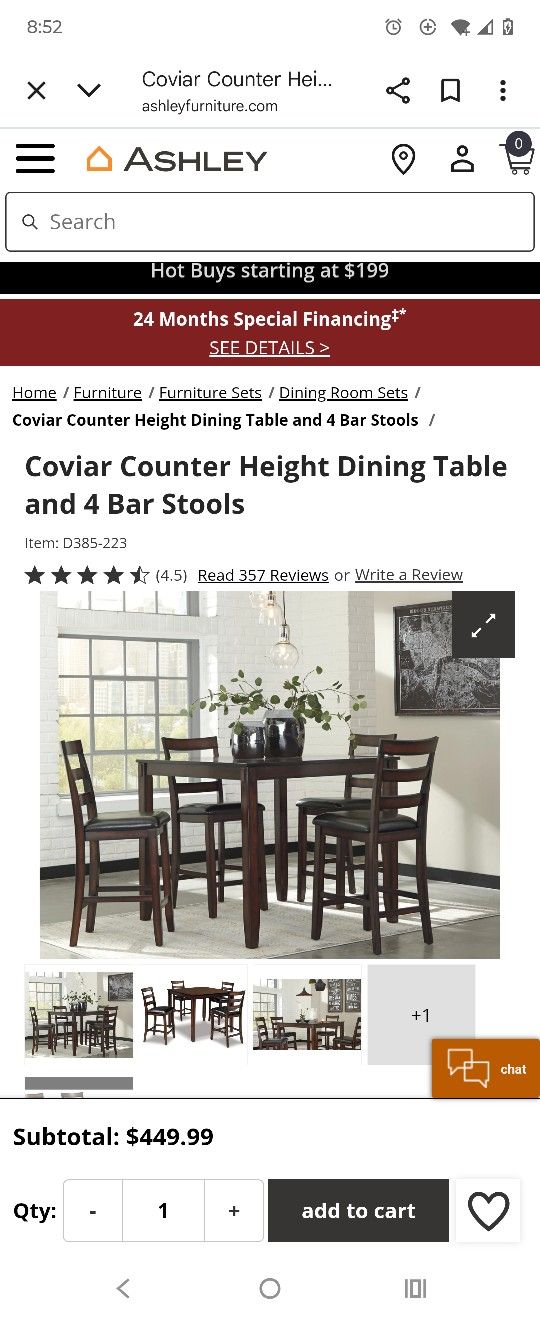 Ashley Furniture Bar Height Table And 3 Chairs