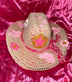 Crochet cowgirl hat pink