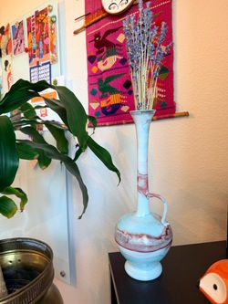 Vintage Marble Glass Bud Vase with Handle