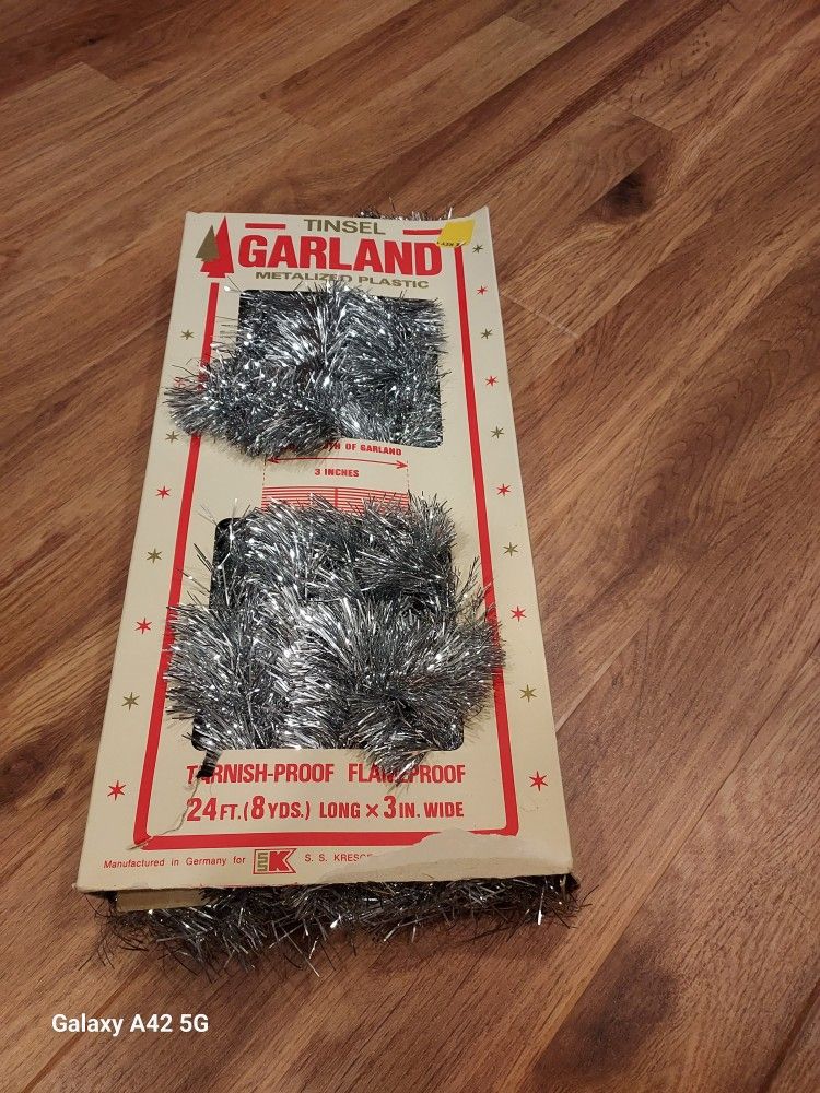 New Vintage Tinsel Garland made in Germany for Kresge Co