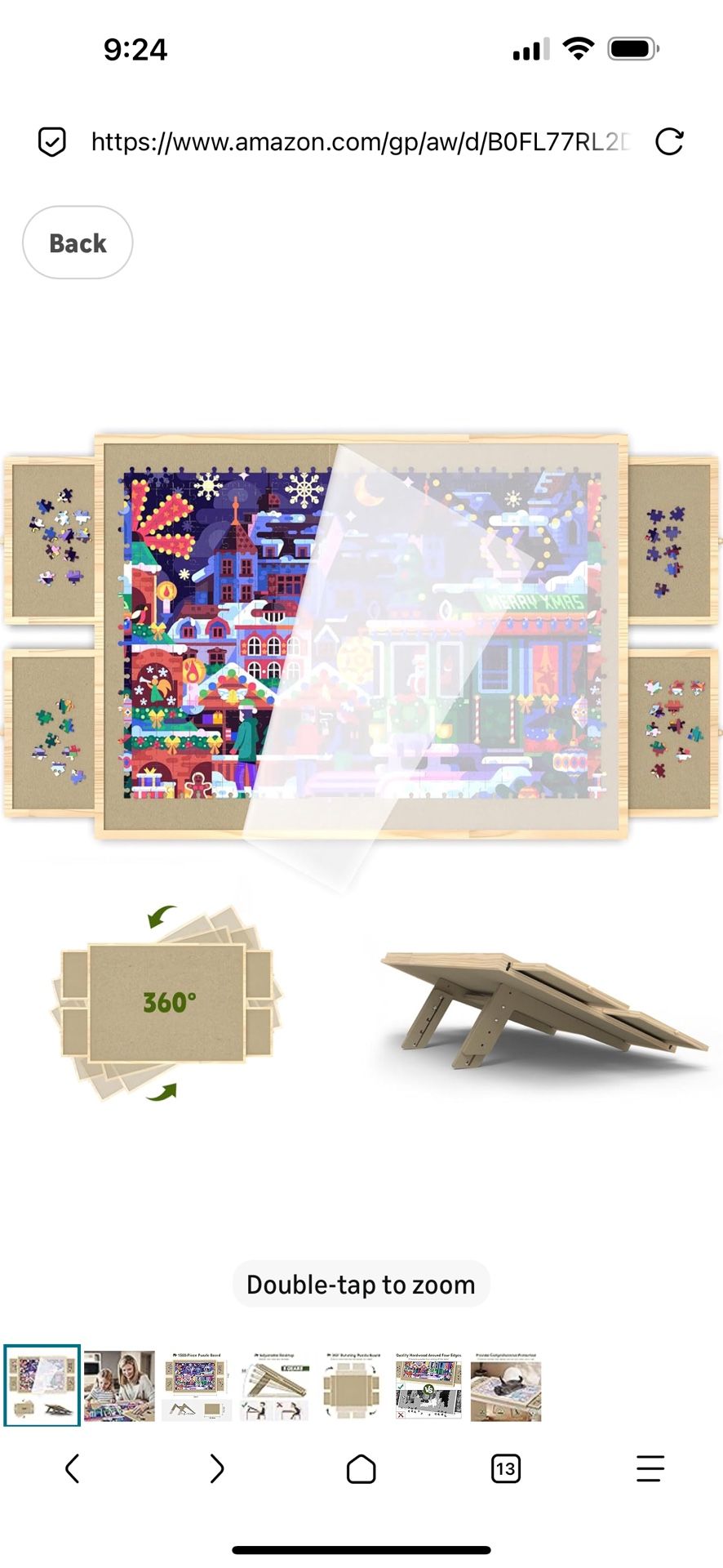 Jigsaw Puzzle Board 1500 Pieces, 2-in-1 Tilting and Rotating Puzzle Board with Drawers and Cover, Wooden Portable Puzzle Board for Adults, Board Game 