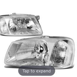 00-02 Hyundai Accent Headlight Assembly (Driver & Passenger Side) - Chrome Clear
