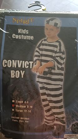Kids Convict Boy Costume Size M 8/10