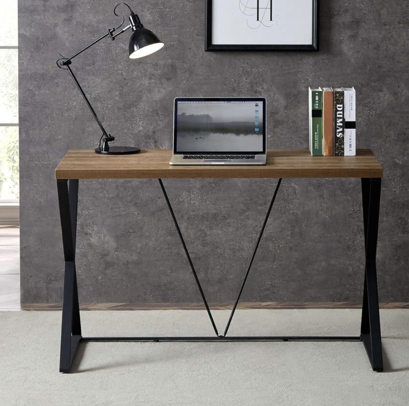 DYH Computer Desk 47” In Home Office Writing Desk, Modern Simple Style Wood Brown