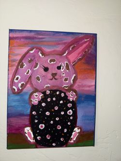 Whimsical Sunset Bunny Painting