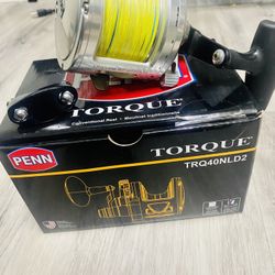 Penn Torque TRQ40NLD2 With Tiburon Upgraded T Bar Handle. 80lb Multicolor Izoline . 2 Speed Tunas Fishing Reel. Mint Condition. $580