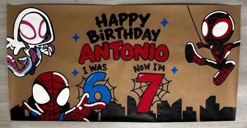 Custom Spider-Man Birthday Banner Hand-Drawn