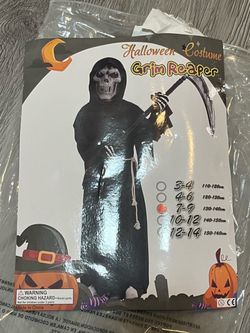 KIDS GRIM REAPER COSTUME - SIZE YOUTH MEDIUM 7-9 - EXCELLENT CONDITION