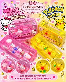 Hello Kitty & Pokémon Butter Squeeze Toys Set