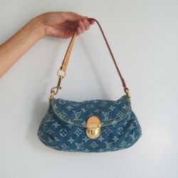 Louis Vuitton Denim Mini Pleaty Bag |  Pre-owned 2005 