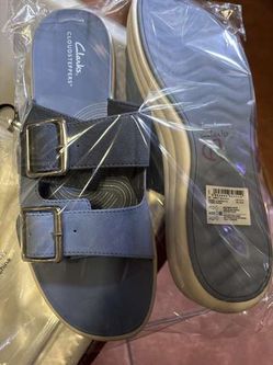 Clarks Cloudsteppers Drift Buckle Sandals - Denim - Women's 10 - New SH-SA01-001