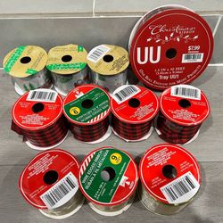 🎀 Christmas Ribbon – 11 Rolls (Wire-Edged)