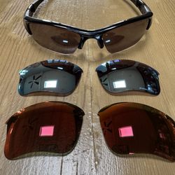 Oakley FLAK Jacket XLJ Sunglasses With 3 Sets Of Genuine Oakley PRIZM Lenses (2 Polarized)
