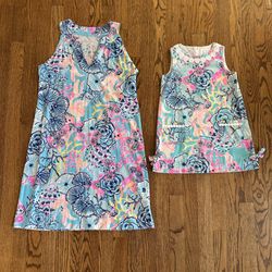 Lilly Pulitzer Mom Dress and Mini Daughter Matching Dress Once Upon A Tide