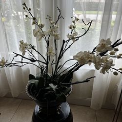 Flower Vase Ceramic Arrangement Of  Orchids / Orquideas Arreglo De Flores