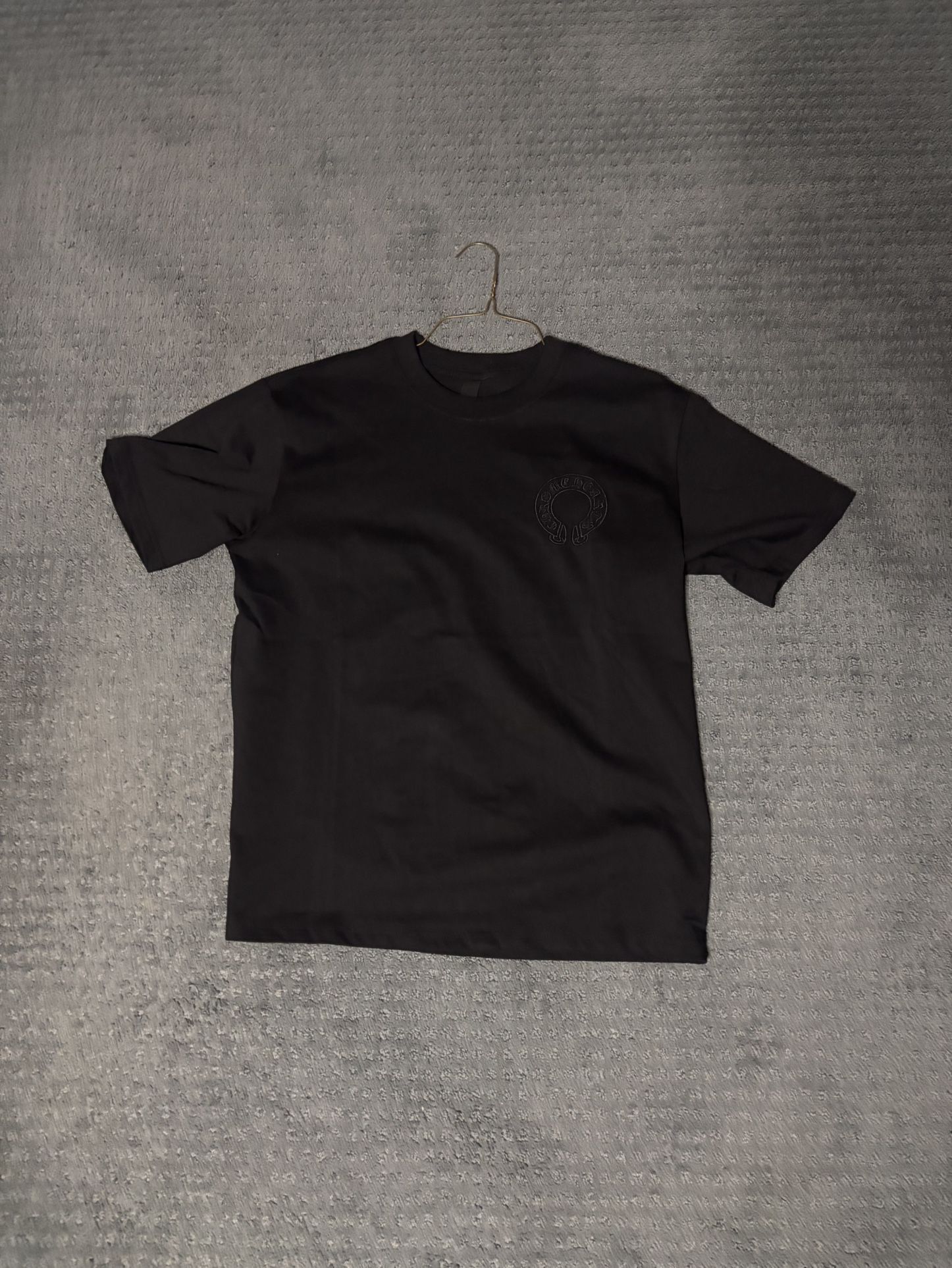 Black Embroidery Chrome Hearts Tee Size L