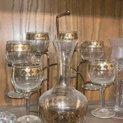 Mid Century Modern 22k Gold Moroccan Decanter 
