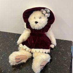 Creature Comforts Fancy Lady’s Collection teddy bear with Burgundy dress & hat.