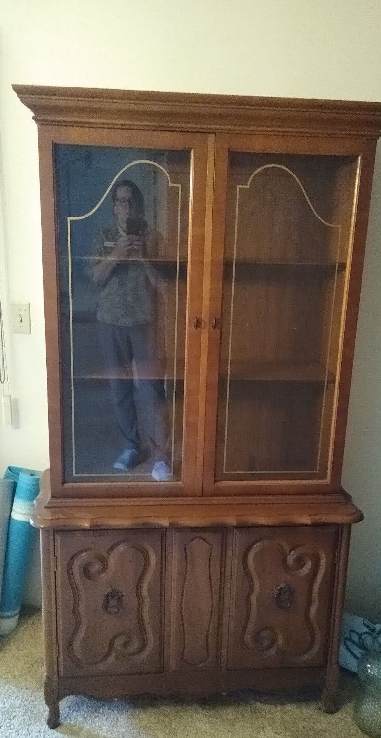 Vintage Smaller Curio Cabinet Solid Wood