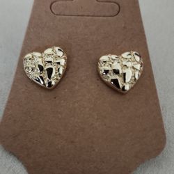 Gold Heart Stud Earrings