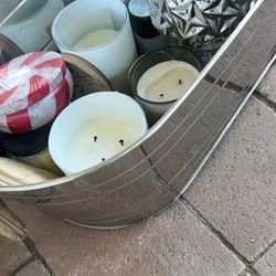 Candles and metal tub
