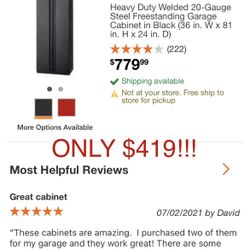 HUSKY Heavy Duty Garage Cabnets 81”/36”/24 Retail $779 @ Home Depot Our Price ONLY $419!!!