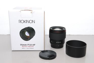 Rokinon 75mm F1.8 lens for Fuji Fujifilm X mount mirrorless cameras