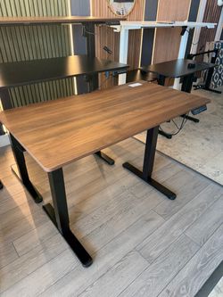 44x24 Walnut Electric Standing Desk Height Adjustable Work Desk Home Office Computer Desk