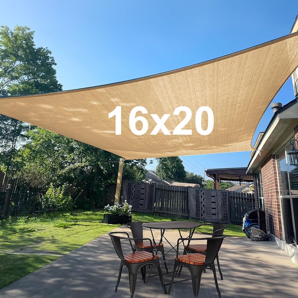 New $35 Rectangle 16x20’ XL Sun Shade Sail Outdoor Canopy Top Cover 175gsm w/ Ropes (Peach color)