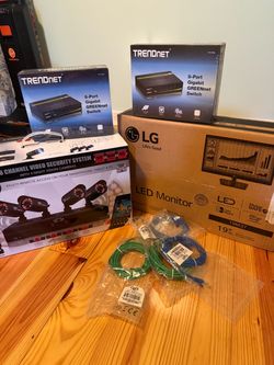 Title: Complete Home Security & Networking Kit - Night Ow! System, LG Monitor, Gigabit Switches