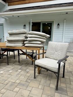 Set Of 6 Outdoor Deck Patio Chair Cushions Grey 