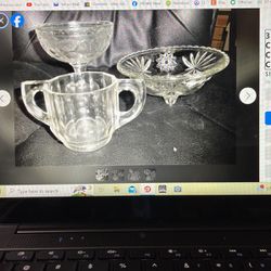 3 Lot Vintage Antique Clear Glass France Fruit Compote EAPG Footed Candy Dish Bowl Loving Cup