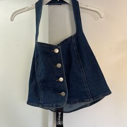 INSPIRE CHIC Women's Washed Sleeveless Vest Jacket Jean Blue Size L.3$