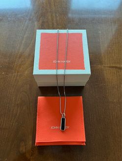 John Hardy Black Onyx Talisman Necklace, Sterling Silver. Authentic With Box