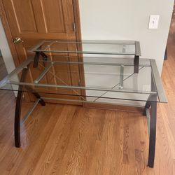 Glass Computer Desk (with shelf)