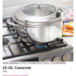 Cacerola de 10 Qt vida sana 5-ply princess house