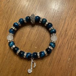 Blue Crystal Music Note Bracelet
